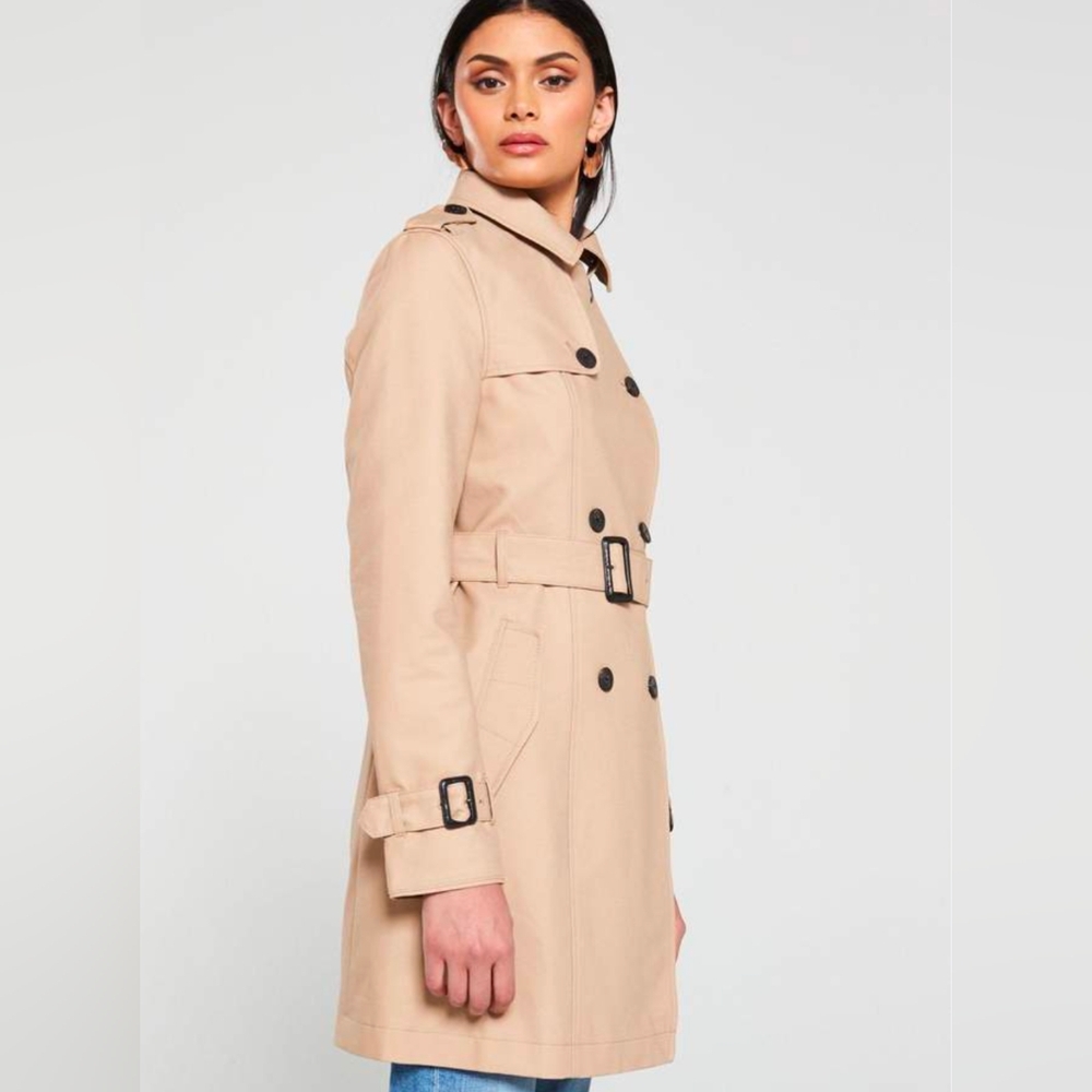 Jack Wills U.K. Double-Breasted Women's Trench Coat Size 10 Quiet Luxury